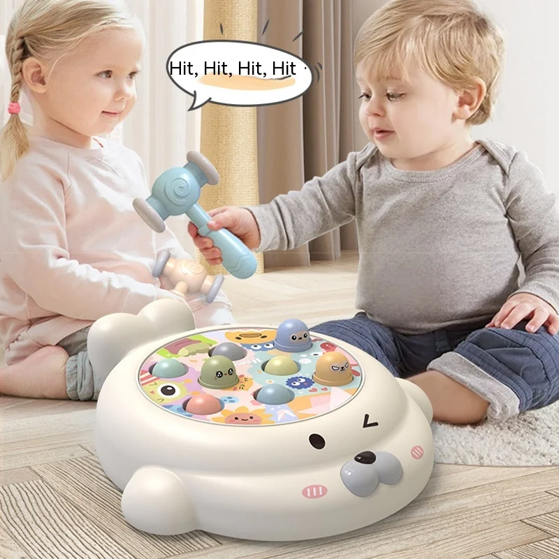 

New Children's Groundhog Toy Electric Music Cartoon Double Hammer Large Knocking Game Machine Baby Exercise Interactive Toy