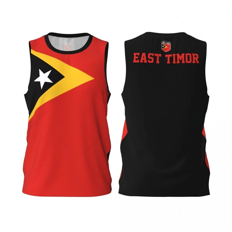 Fashion East Timor Flag Graphic Basketball Tank Tops Summer Casual 3D Printed Outdoor Sports Vest Loose Quick Dry Breathable Tee