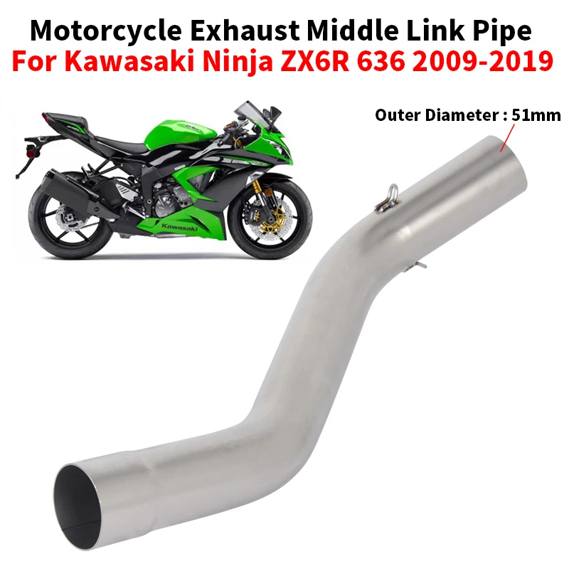 

Slip On For Kawasaki ZX6R ZX-6R Ninja 636 ZX 6R 2009 - 2019 Motorcycle Exhaust Escape Systems Stainless 51mm Middle Link Pipe