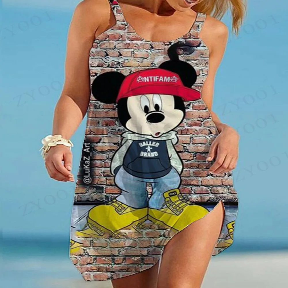 2025 Gonna da spiaggia da donna comoda stampata con personaggi dei cartoni animati Disney di vari stili Gonna al ginocchio femminile alla moda sexy