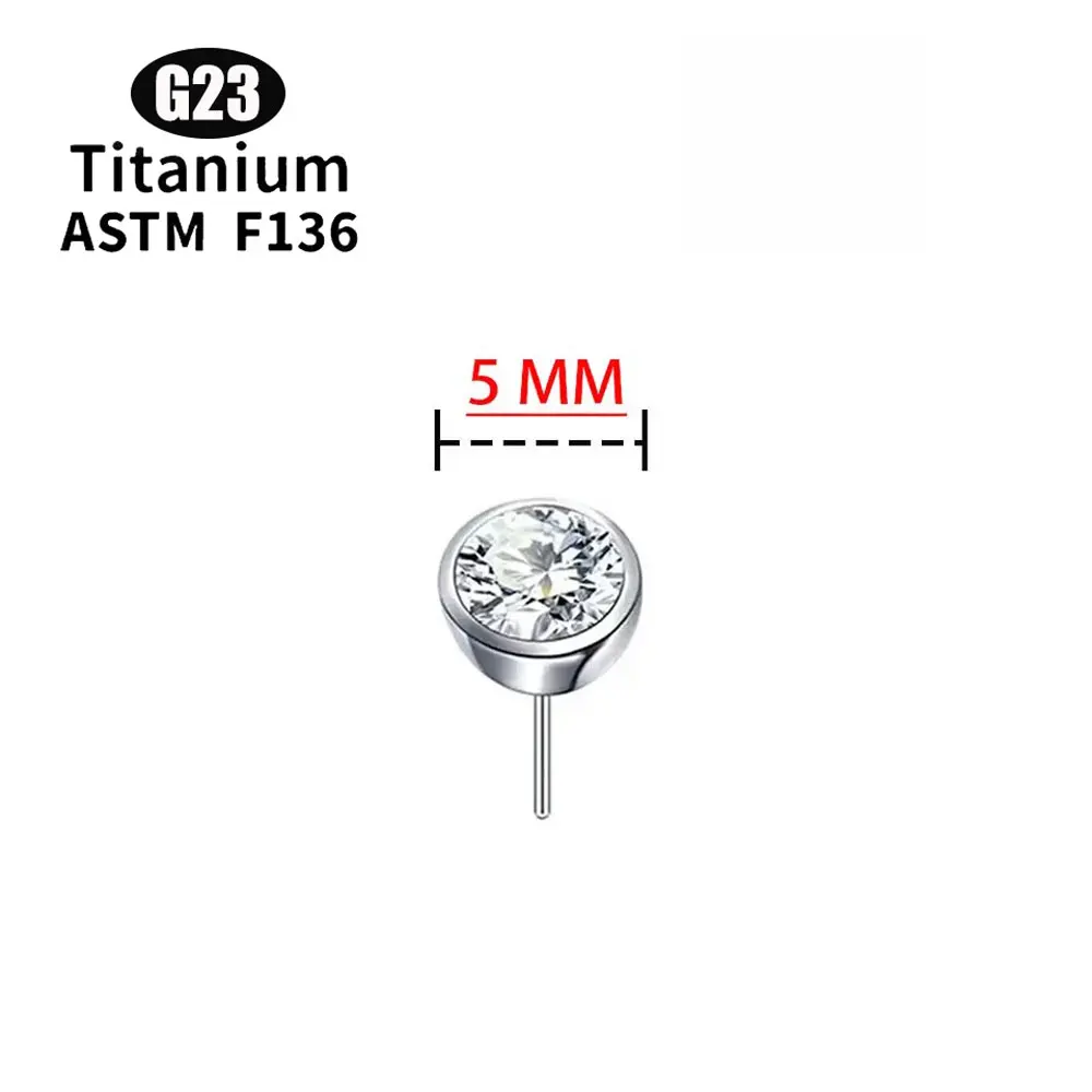 Sexy G23 ASTM F136 Titanium Push Pin 5A Zircon Labret Lip Nose Piercing For Women Ear stud Tragus Cartilage Jewelry