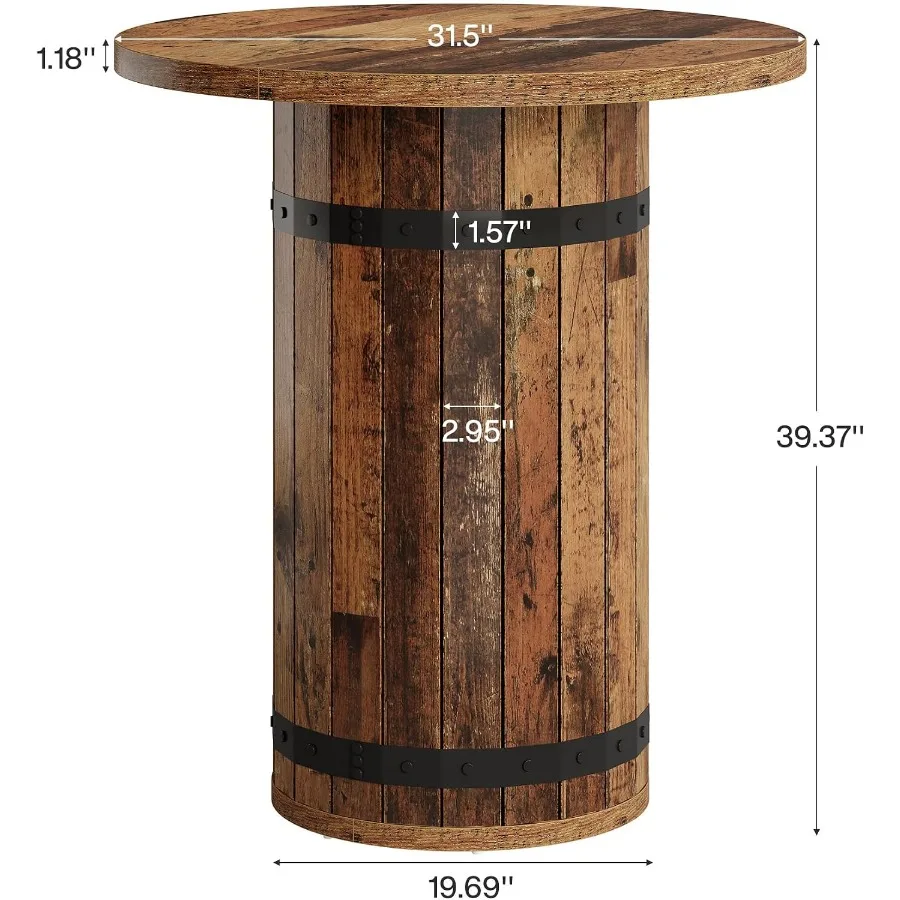 Round Bar Table, 39.4-Inch Bar Height, Bistro Pub Table