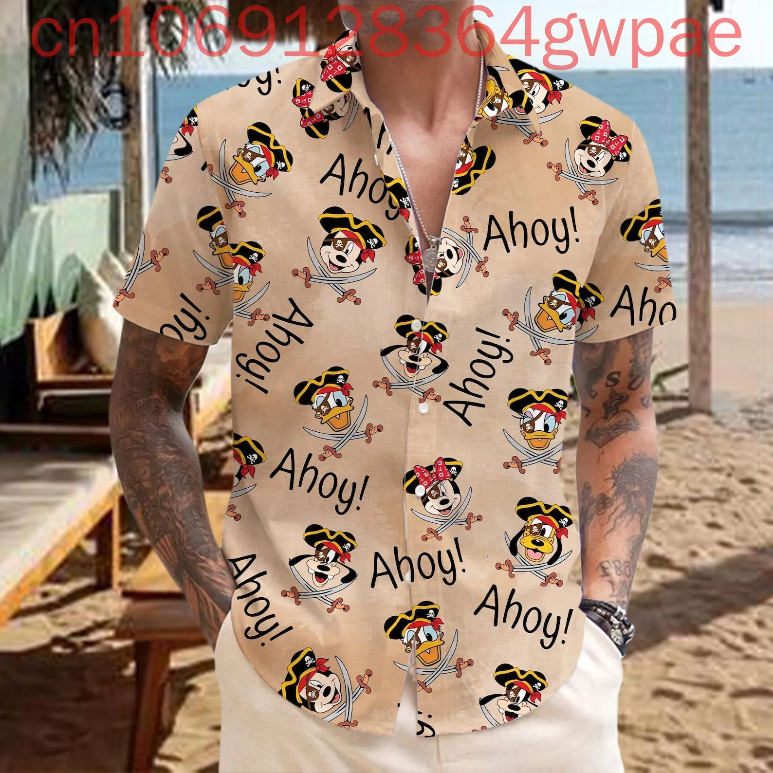 Disney Mickey Cruise Pirate Stampa 3D Camicie hawaiane Camicie da spiaggia a maniche corte casual estive da donna da uomo Camicie con bottoni alla moda