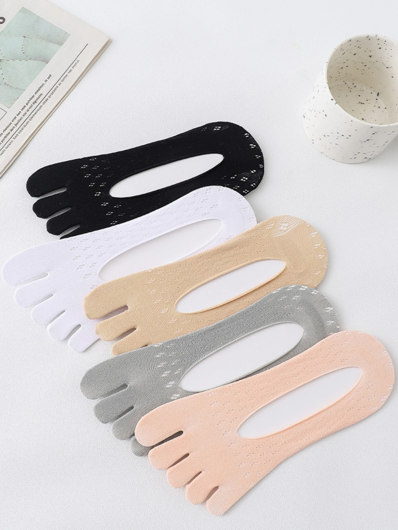 Zehensocken für Damen, unsichtbare No-Show-Socken, rutschfeste Damen-Bootssocken aus Silikon, niedrig geschnitten, atmungsaktiv, schweißabsorbierend, dünn für den Sommer – Detail 2