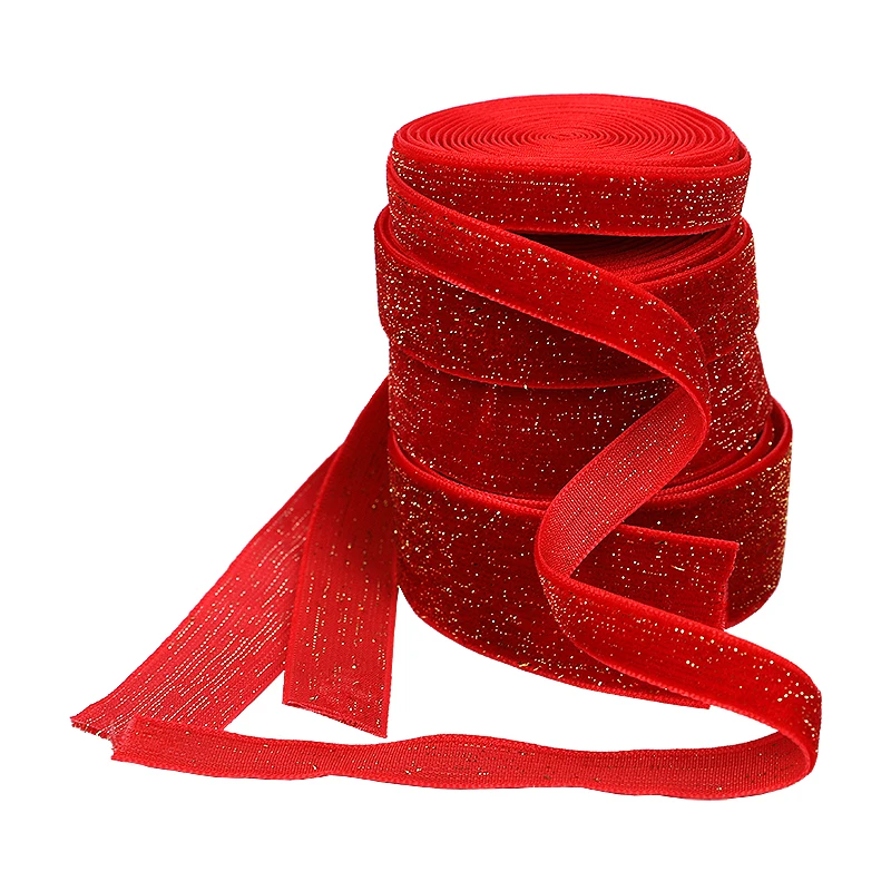 9M Glitte Red Velvet Ribbon For Wedding Valentines Day Gift Box Packaging Christmas Home Decoration DIY Bow Ribbon Party Supplie