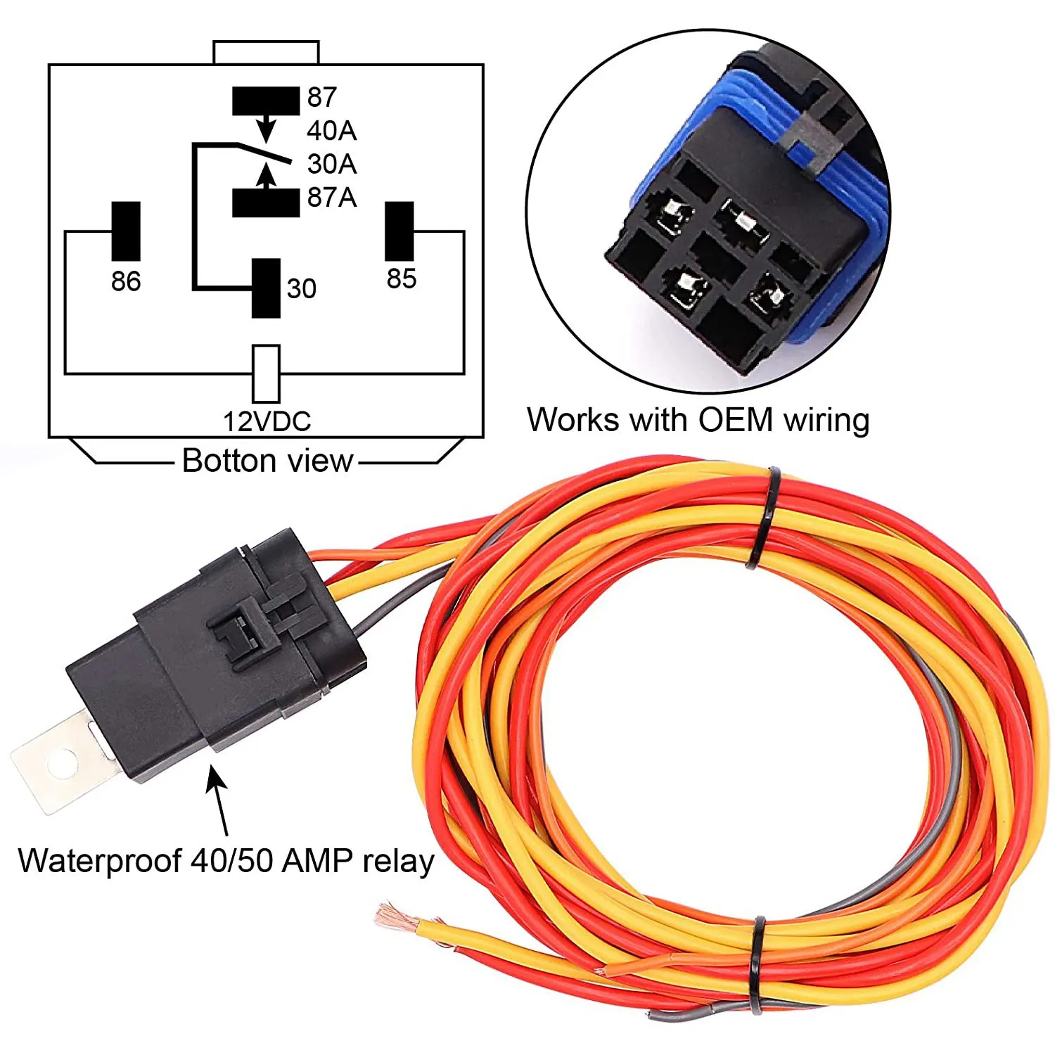 Dual Electric Cooling Fan 185/165 Degree 40AMP Electric Cooling Fan Wiring Thermostat Harness Relay Kit