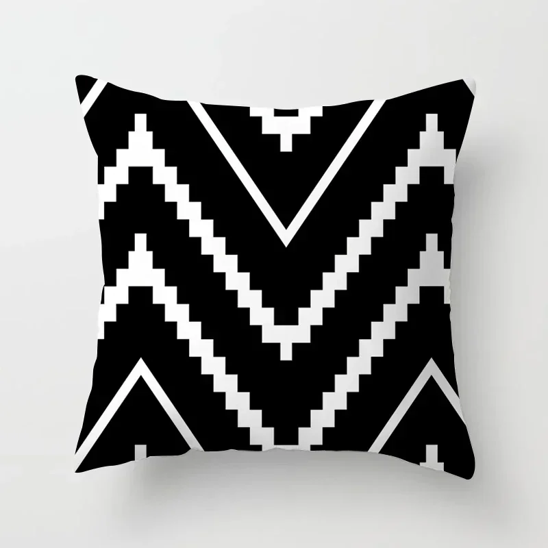 Modern Nordic minimalist black and white geometric printed pattern cushion cover for home living room sofa decorative pillowcase