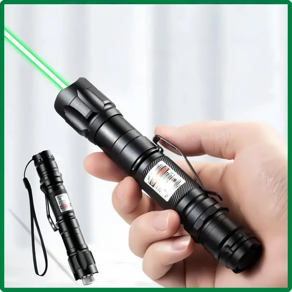 (Pilas no incluidas) Puntero Láser Verde, Herramienta de Enseñanza, Juguete Automático para Mascotas, Enfoque Láser Ajustable, Lápiz Láser