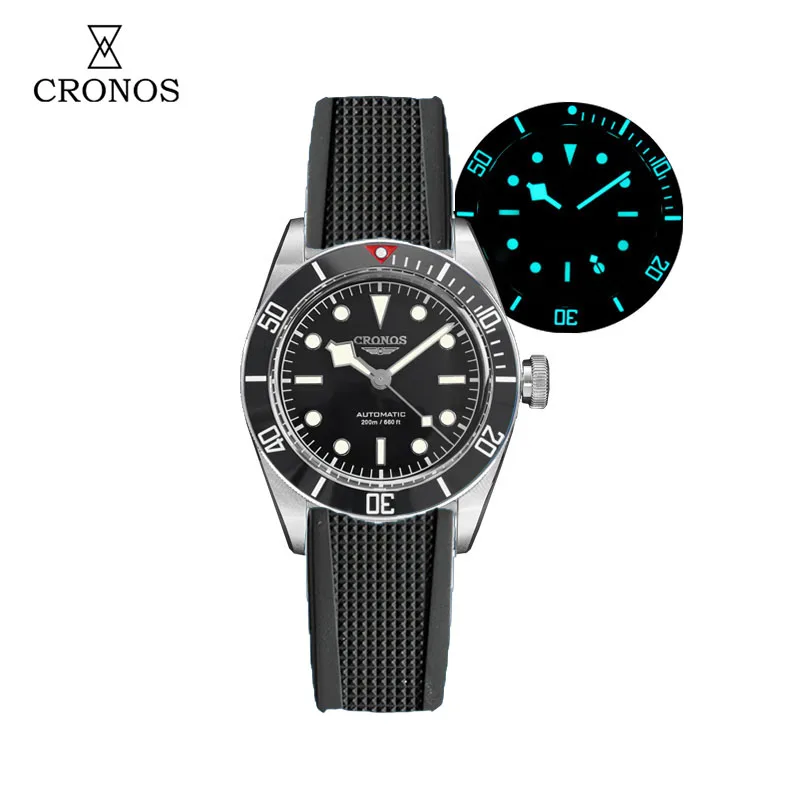 Cronos Luxury Men's 41mm Automatic Diver Watch 20Bar Waterproof