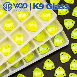 VDD Neon Lemon 12x12mm Trilliant AAAAA K9 szkło szyć na dżetów kryształki do przyszywania Flatback na ubrania dekoracje suknia ślubna