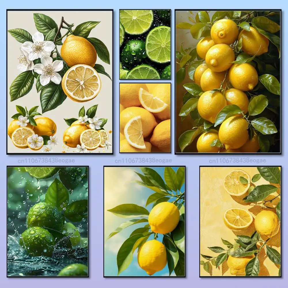 

lemon Fruit Painting Poster HD Art Sticky Wall Waterproof For Bedroom Game Room Wall Home Decor Gifts