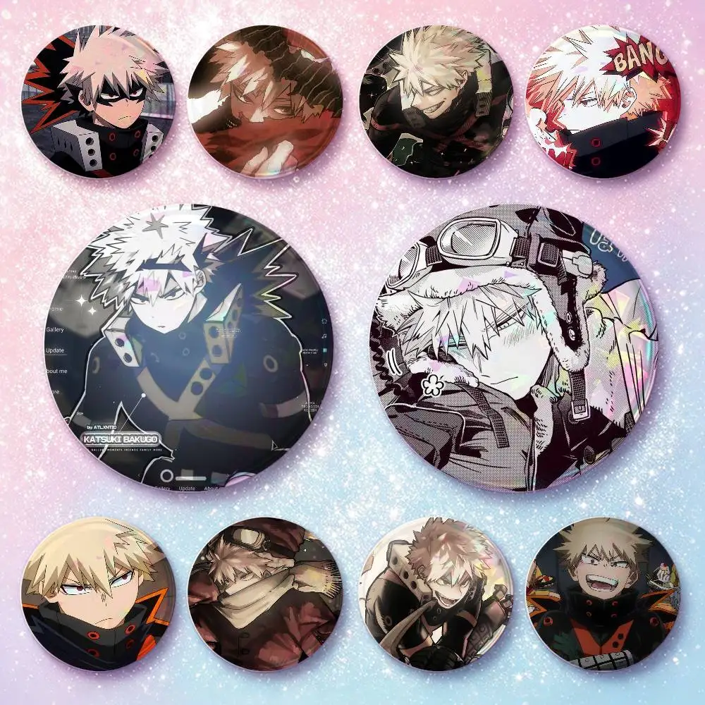 Cartoon Character Katsuki Bakugo Badges Button Round Creative Pin Brooch Badge Bag Decor Accessories Fans Collect Friends Gifts