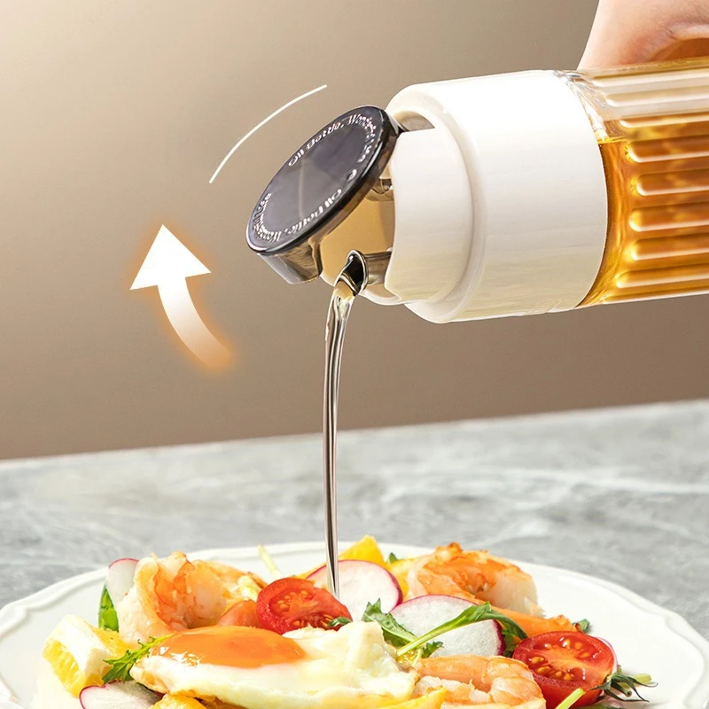 Glass Oil Bottle Leak Proof Kitchen Automatic Open Close Large Capacity Vinegar Soy Sauce Dispenser