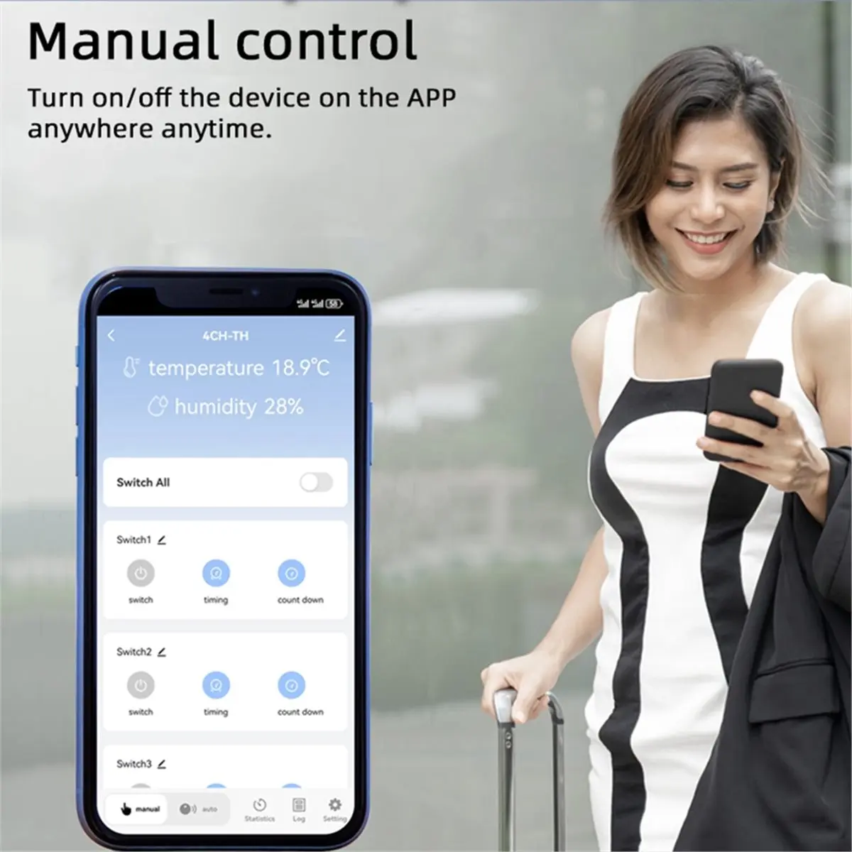 Tuya WiFi 4 Channel Smart Switch with Temperature and Humidity Sensor 7-32V 10A 433MHZ Relay for Home