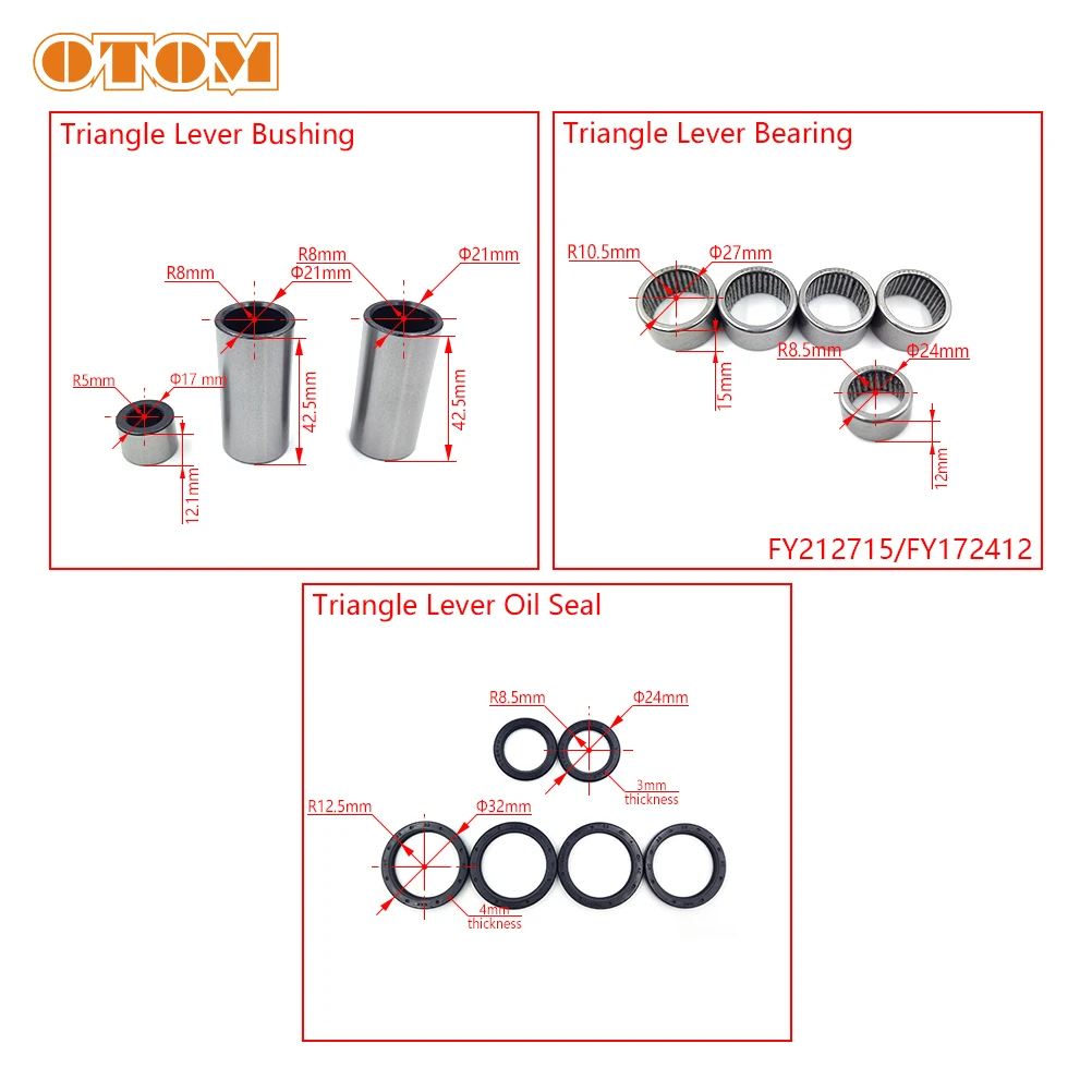 OTOM Motorcycle Triangle Lever Rear Lowering Linkage ARM Thrust Needle Flat Roller Bearings Oil Seal Bushing Kit For YAMAHA YZF