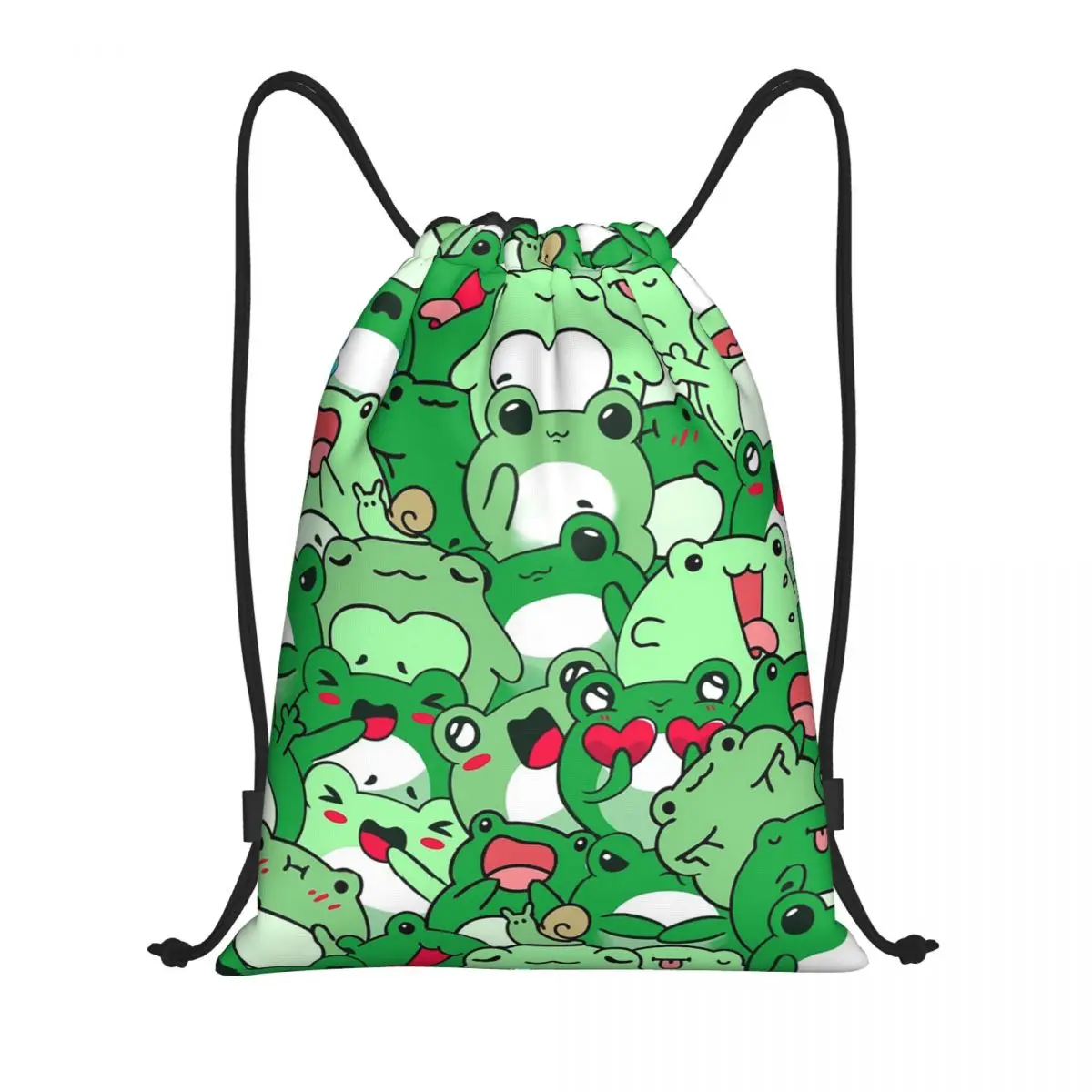 

Crowded Cute Frog Pattern Backpacks Casual Drawstring Bags Shoes Bag Book Bags for Travel School