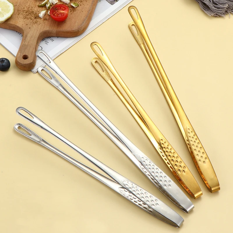 Stainless Steel Grill Tongs Food Clip BBQ Steak Clip Bread Tong Cooking Utensils Party Non-Slip Kitchen Gadgets Accessories