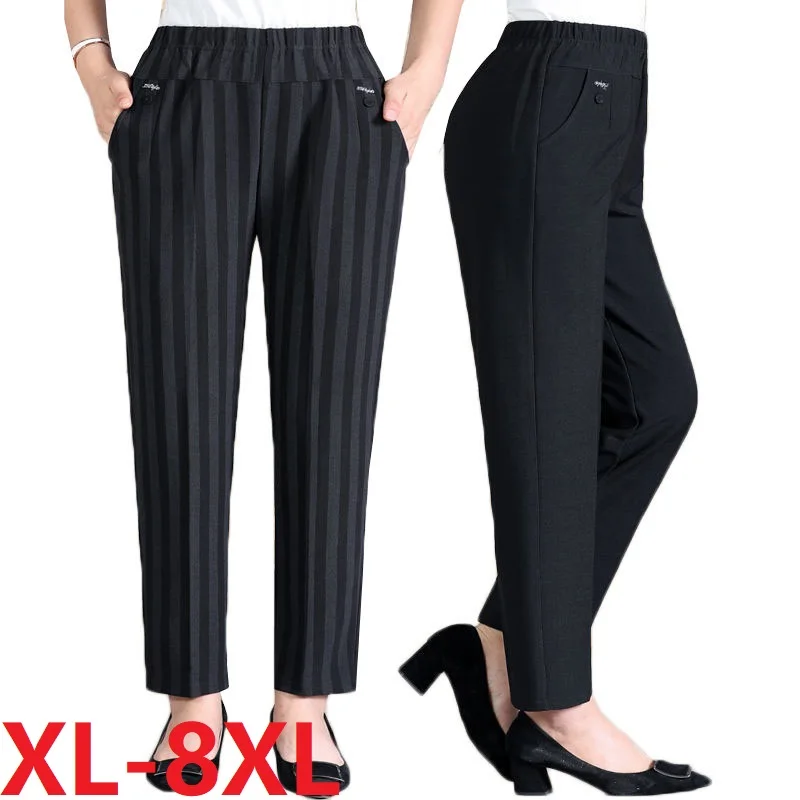 

Women Pants 2023 New Autumn Winter Middl Aged Women Warm Velvet Elastic Waist Casual Straight Pants Female Trousers 6XL 7XL 8XL