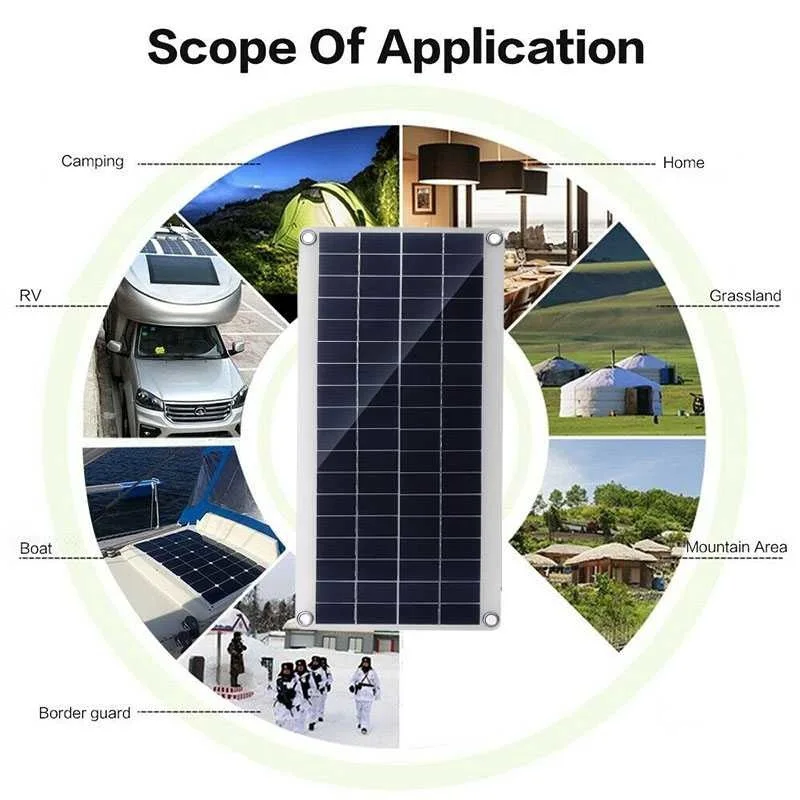 1000W Flexible Solar Panel Kit With 2 USB Complete Portable Power Generator Solar Electric Station For Home Car Yacht RV Boat