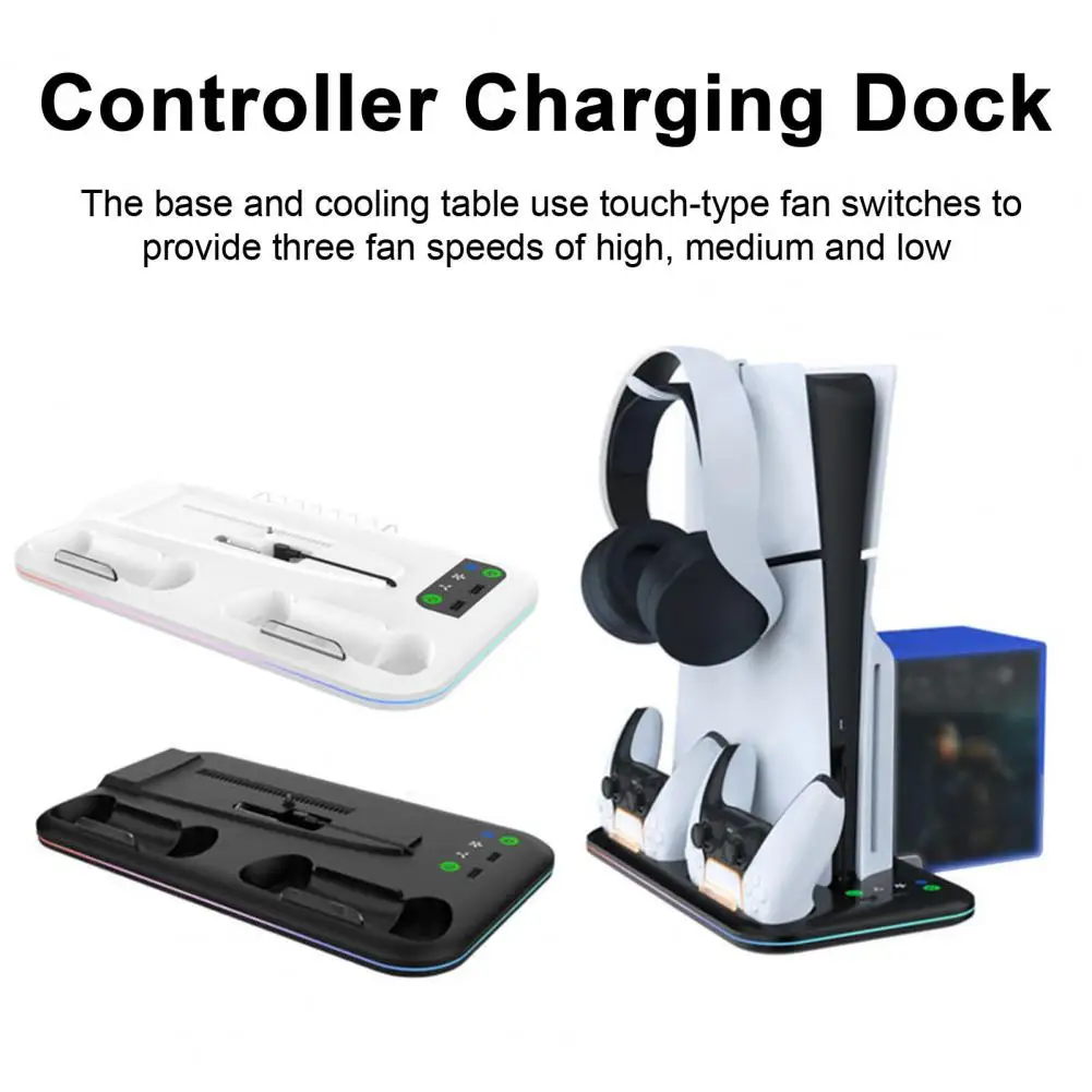 Vertical Base Efficient Charging Indicator Adjustable Vertical Stand with Controller Charger for Ps5 Slim Gaming Console Base