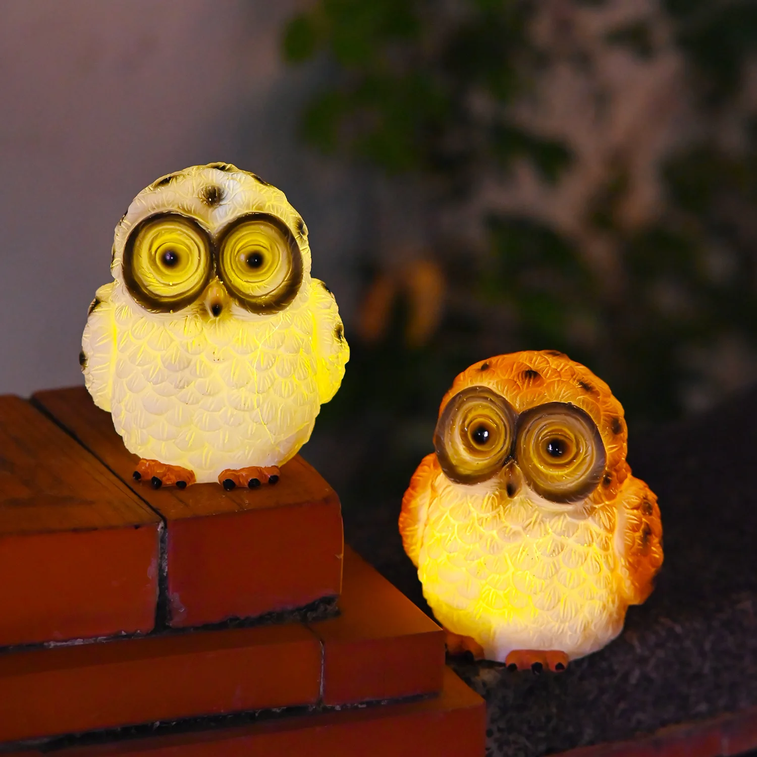 Simpatico gufo all'aperto scultura in resina figurine ciondolo giardino luci solari a LED statua animale sculture per regali da giardino paesaggistico