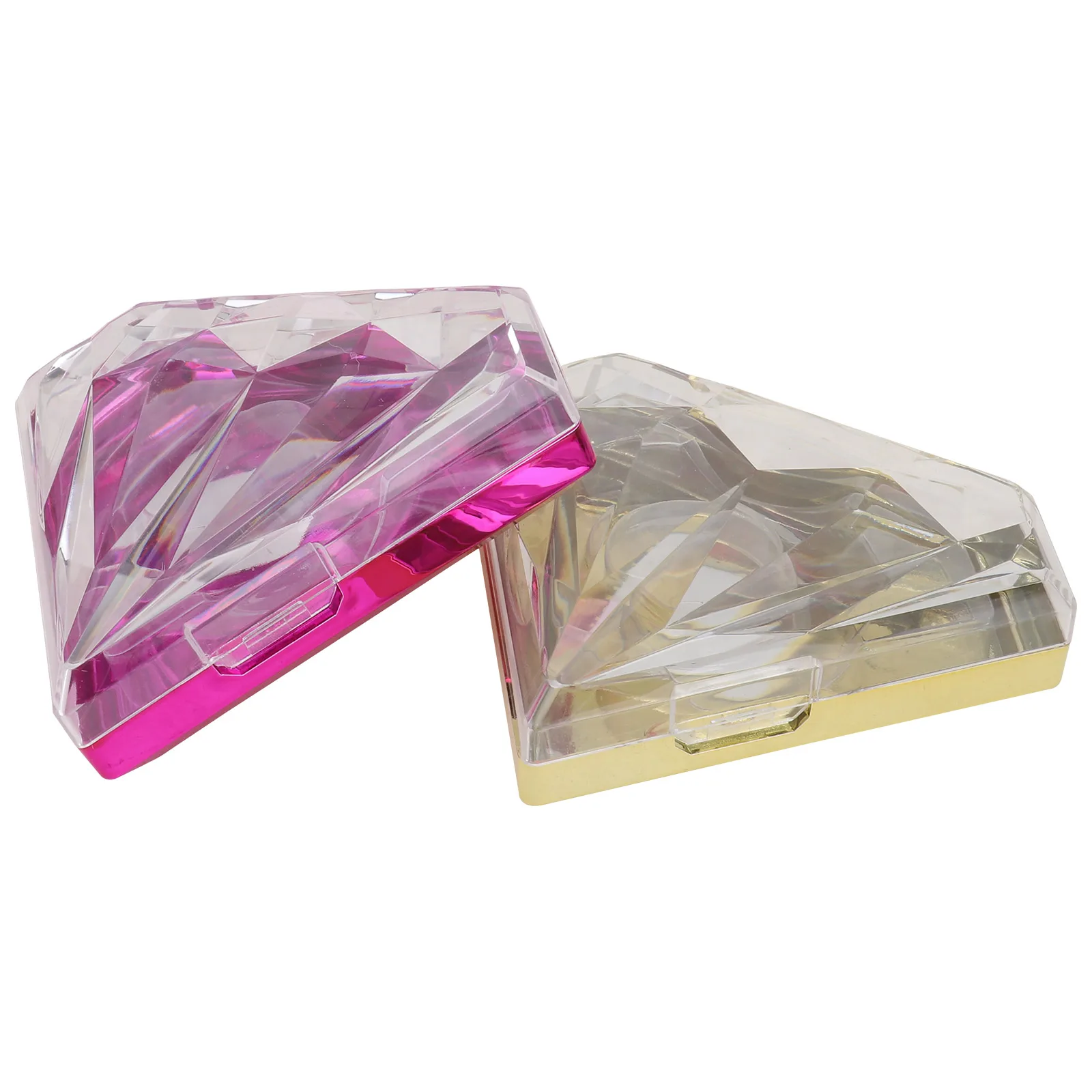 

2 Pcs Eyelash Storage Box Box False Lashes Storage Acrylic Diamond Shaped Tray Purple Yellow Makeup Accessories Container