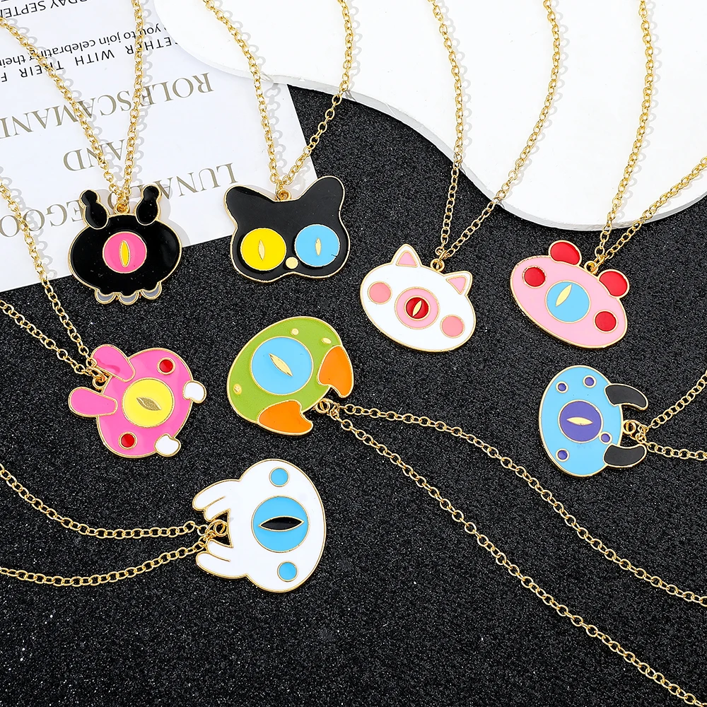 Cute Cartoon Monster Series Pendant Necklace Fashion Charm Jewelry Accessory for Children's Festival Gift