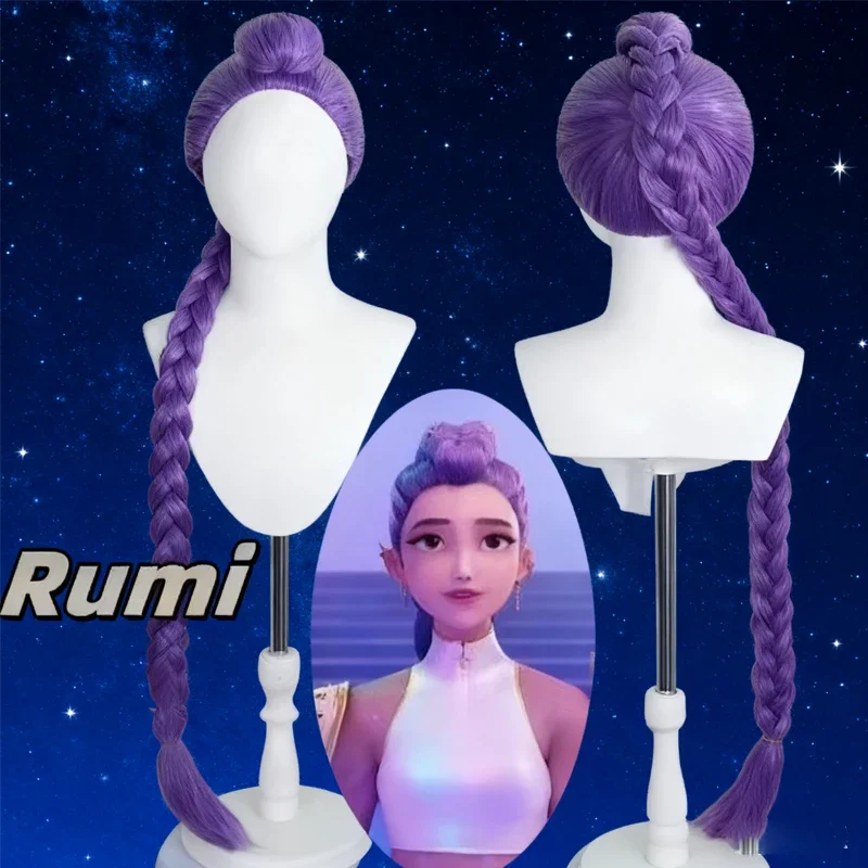 Parrucca cosplay per ragazze Kpop del film 2025 Mira Rumi Zoey #   Cacciatori di demoni viola # Puntelli cosplay di Halloween per capelli lunghi rossi neri # #