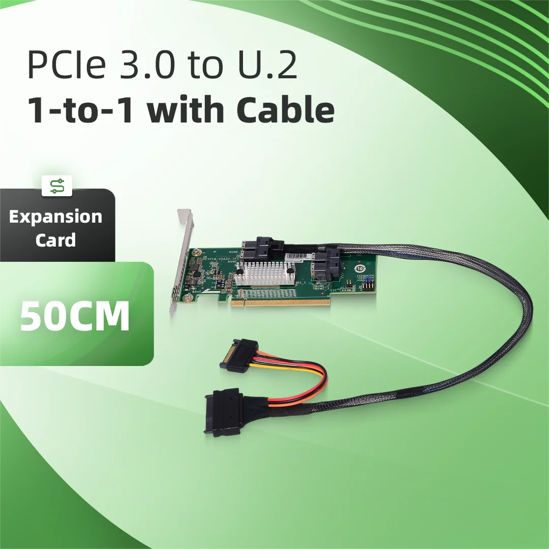 PCIE 3.0 to U.2 1 to 1 Computer Motherboard With cable Graphics Card External/Expansion/Extension Card 1U Height For AI Server