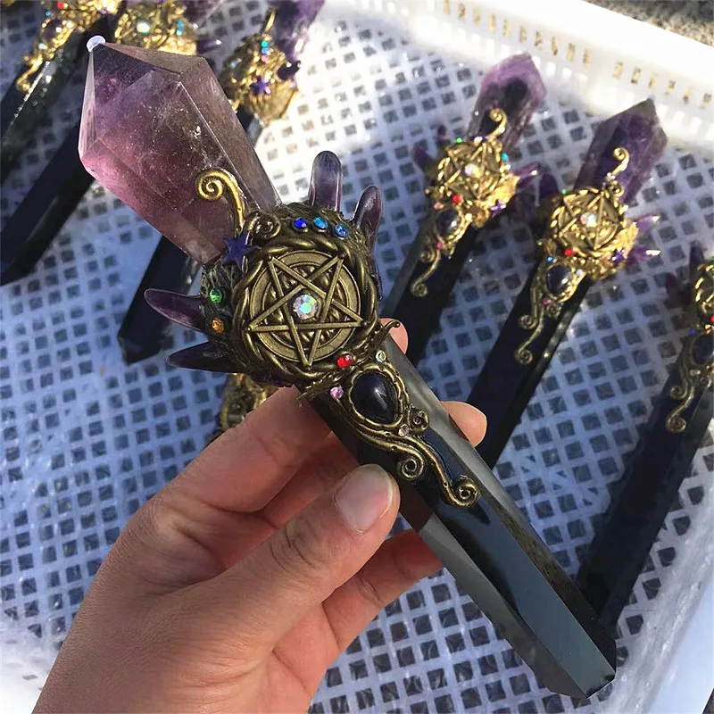 Natural Amethyst Crystal Magic Wands - usage example
