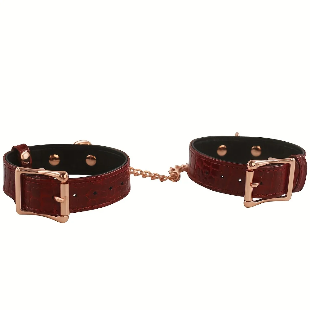 

1 Pair Crocodile Pattern Narrow Edge PU Binding Handcuffs Body Bondage Couple Adult Sexy Binding Hand Wristband