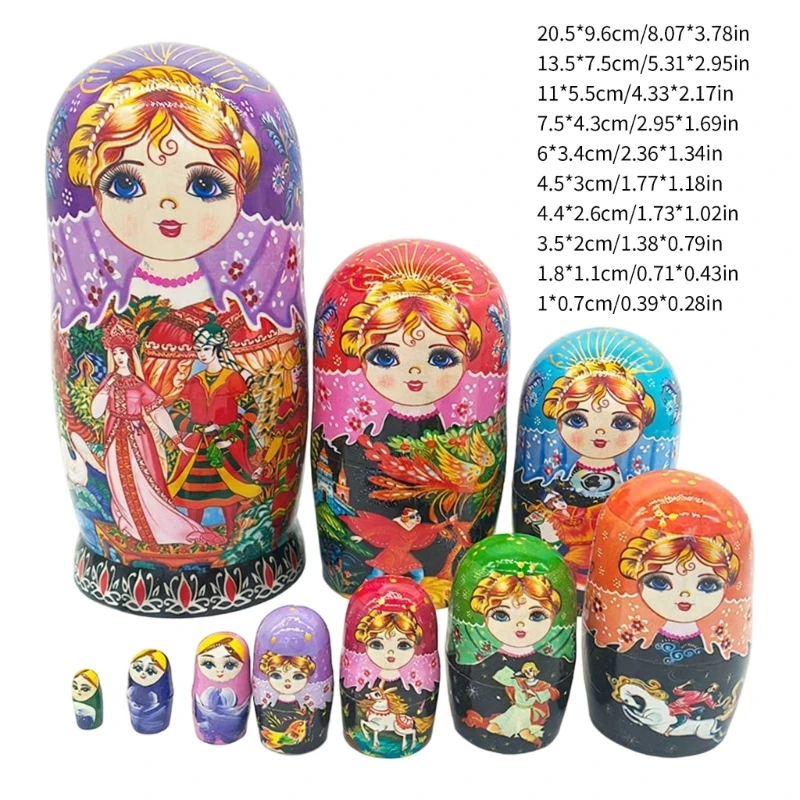 10 Layer Matryoshka Dolls Wooden Nesting Set with Colorful Painting for Kids Promoting Early Learning and Imagination