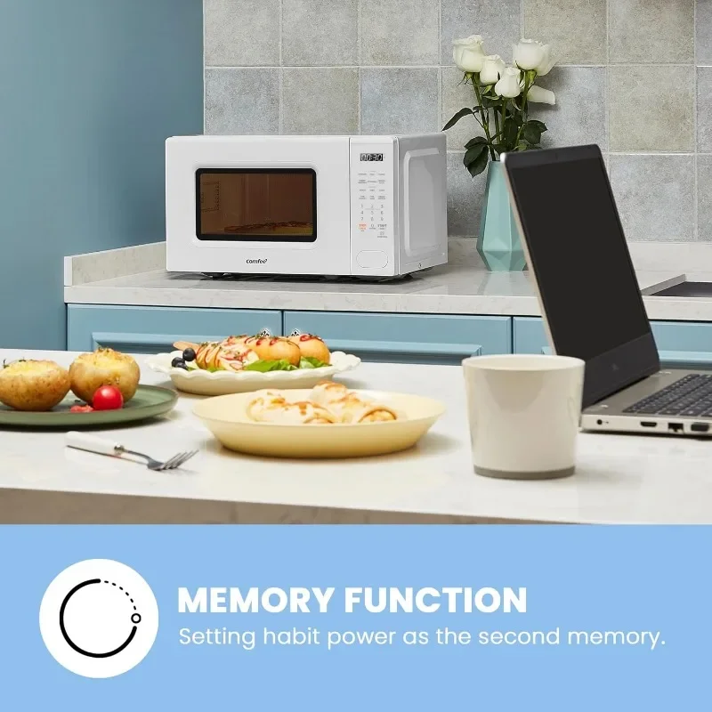 Retro Microwave with 11 power levels,Turntable Reset Function Kitchen Timer, Speedy Cooking,Memory function, Children Lock, 700W