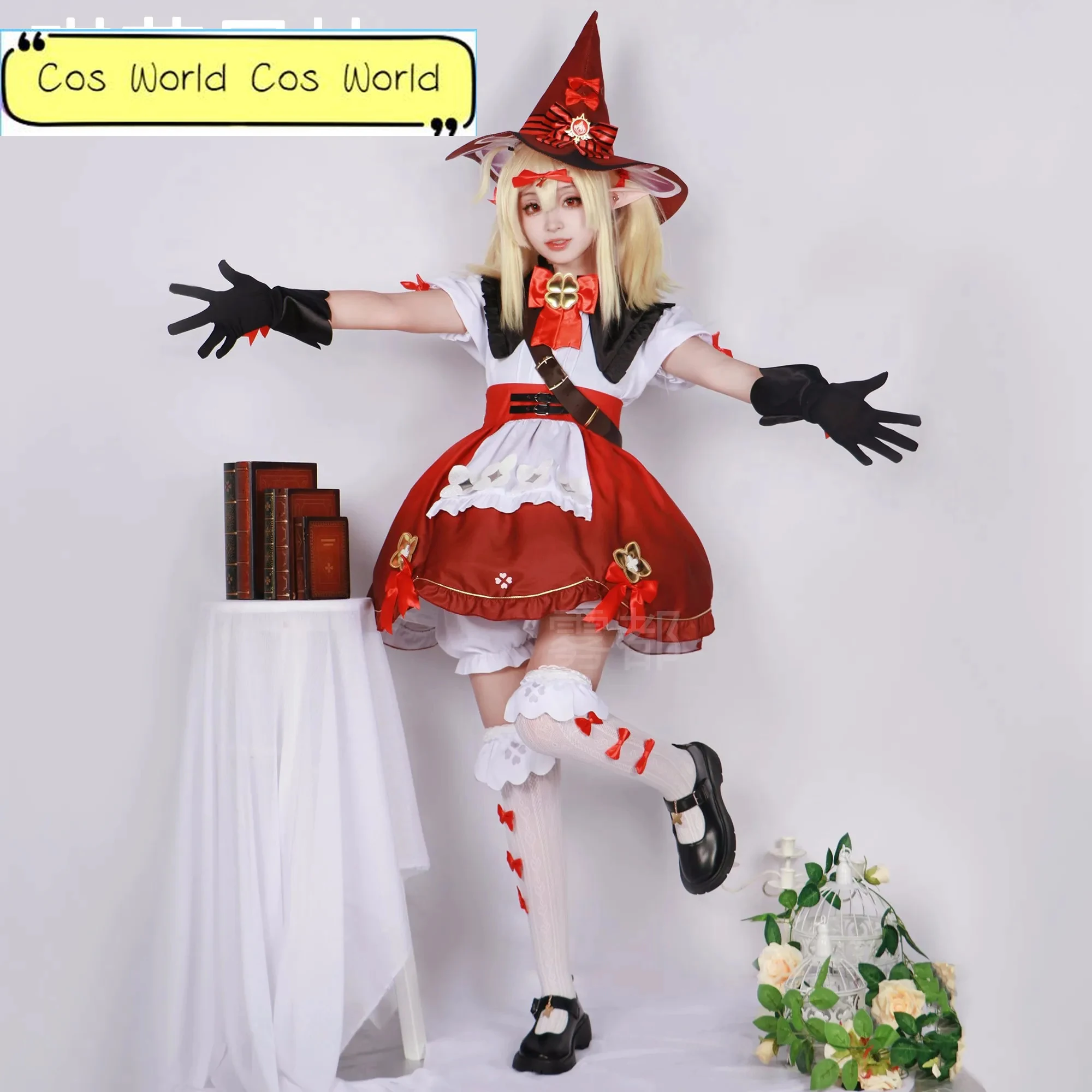 

Anime Game Genshin Impact Klee Spark Knight Cosplay Costume Wig Shoes Hat Blossoming Starlight Little Witch Lolita Hallowen Suit