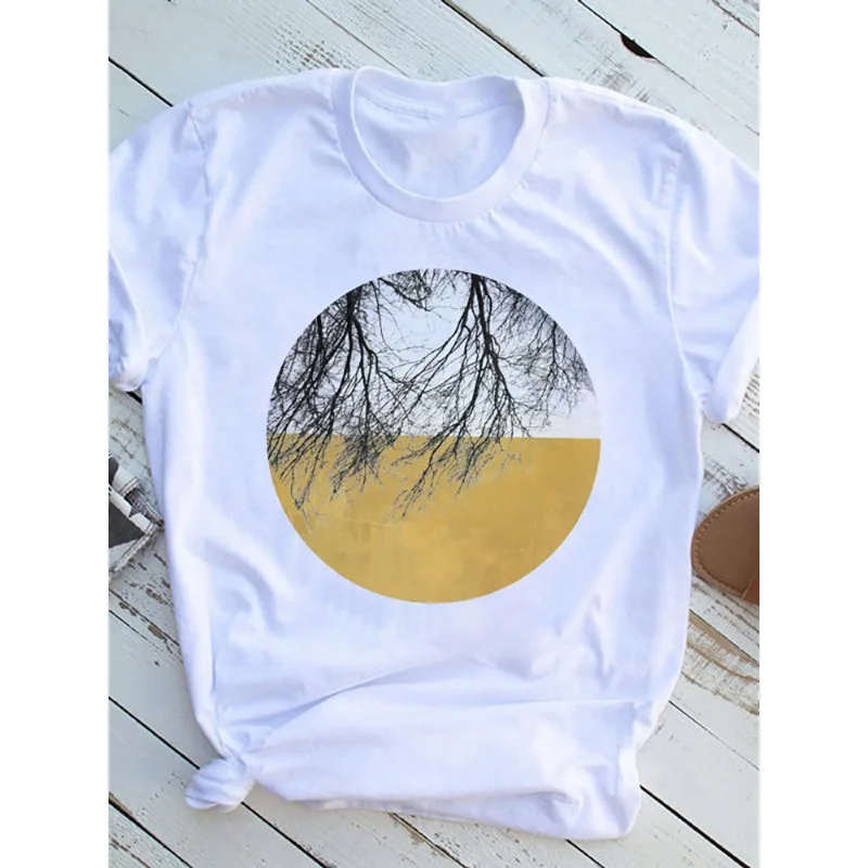 Fashion Large Size Geometric Pattern White Printed Large Size Women's Simple Loose Short Sleeve T-shirt Oversized T Shirt  Tops image 3
