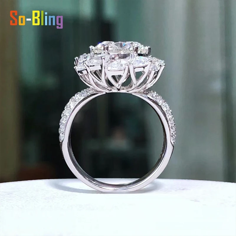 So-Bling 3ct مويسانيتي الدائري 9.3 مللي متر D VVS1 مع شهادة Gra 925 فضة خواتم للنساء أنيقة غرامة مجوهرات الحفلات #3