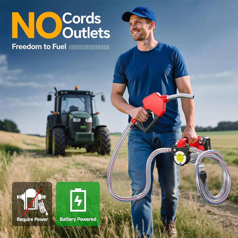 مضخة نقل الوقود اللاسلكية Taskstar 12GPM مع خراطيم 2x6.6FT مجموعة نقل الكيروسين والديزل الكهربائي لدبوس بطارية ماكيتا 18 فولت