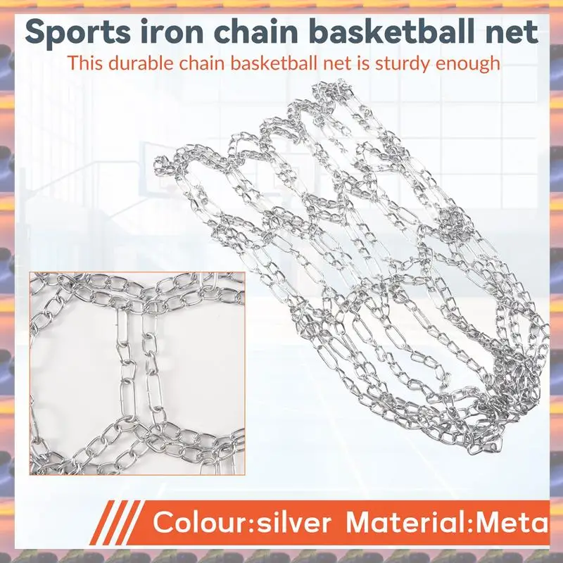 ABML スポーツアイアンチェーンバスケットボールネット屋外 12 ループ標準ヘビーデューティバスケットボールゴール交換ネット