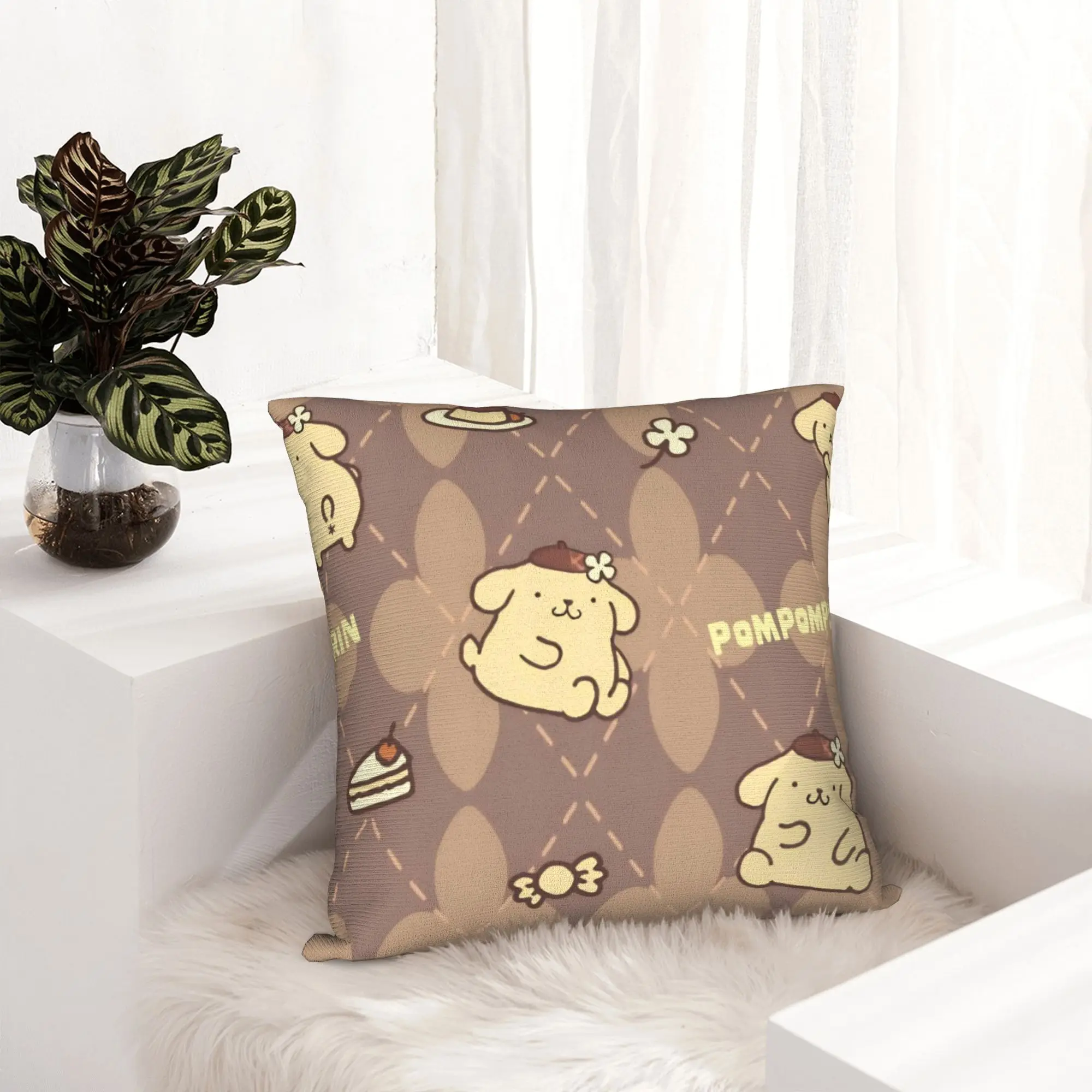 Pompompurins Dessert Dog Candy Pillowcase Printing Polyester Cushion Cover Decorations Throw Pillow Case Cover Home Zipper 40X40