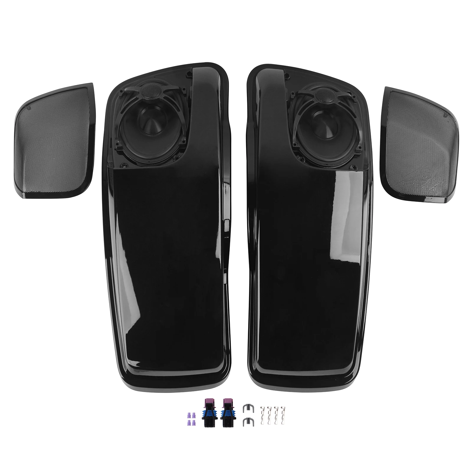 Motorcycle Black Saddlebag Lids With 5