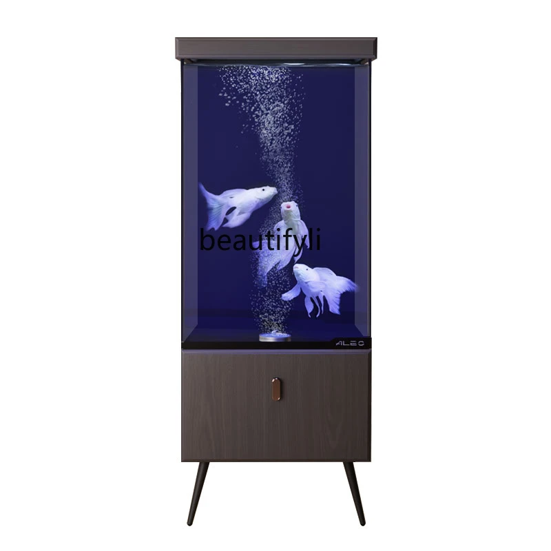 

fish tank ultra-white glass, butterfly carp goldfish tank living room vertical floor integrated aquarium