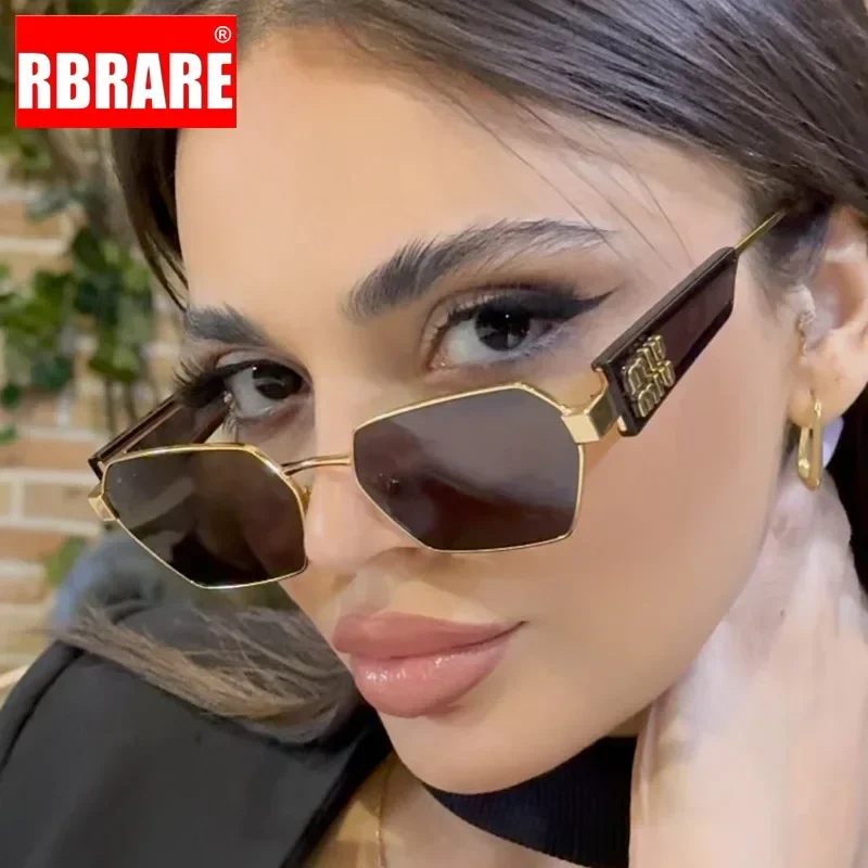 RBRARE High Quality Rectangle Sunglasses Women Metal Frame Glasses Fashion Brand Designer Vintage Eyewear UV Gafas De Sol Mujer