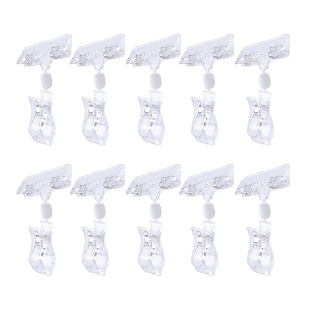 10 قطعة مقاطع التسمية 11 سنتيمتر T-شكل البلاستيك الشفاف شارة السعر أصحاب لسوبر ماركت متجر بيع بالتجزئة رفوف تصميم شفاف #2