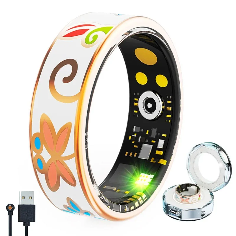 

Цветная эмаль, мастерство изготовления, умное кольцо для женщин, мониторинг сна, измерение кислорода в крови, кровяное давление, несколько спортивных режимов