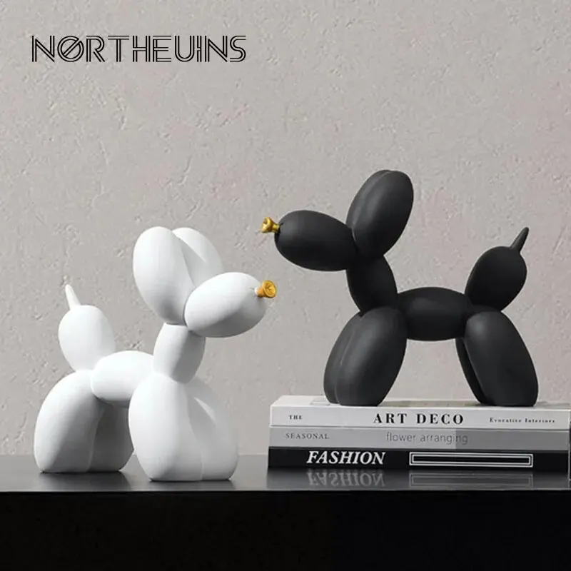 NORTHEUINS Resin Balloon Dog Ornament Decor Morden Art Animal Statue Figurines Home Living Room Tabletop Handicrafts Accessories