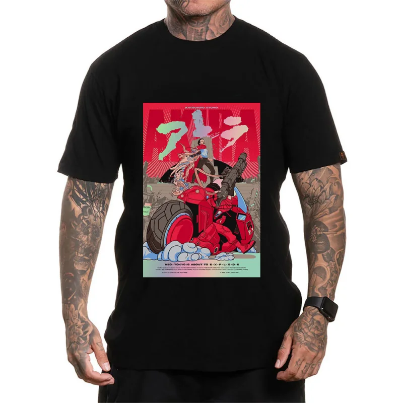 

0225 Vintage Akira Anime T Shirt Cyberpunk Manga City explosion Graphic clothes cyber mecha Neo-Tokyo Streetwear All size tops