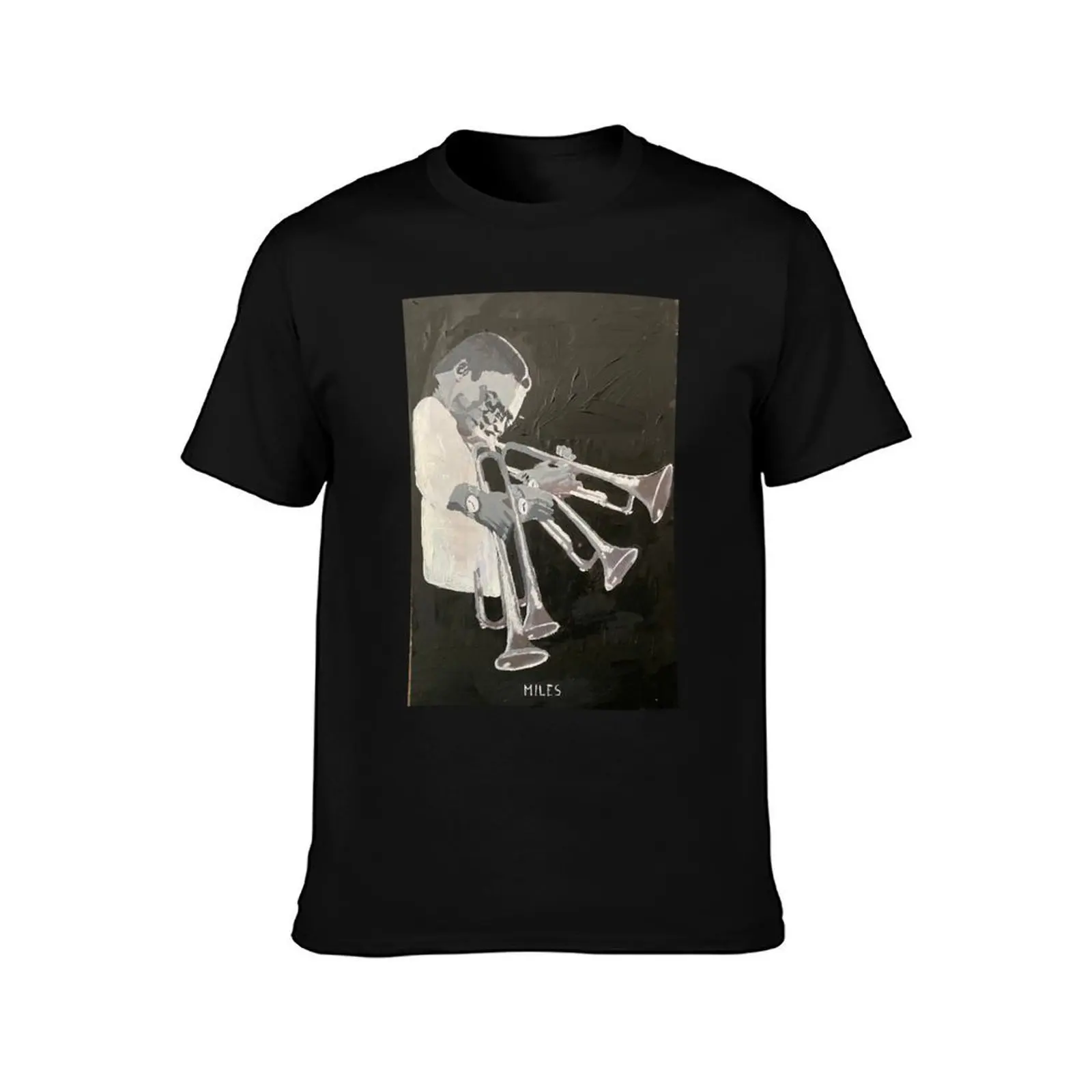 Miles Davis T-Shirt, Summer Casual Cotton Tee, Oversized Streetwear Tops, Vintage Graphic Print, Loose Fit Short Sleeve