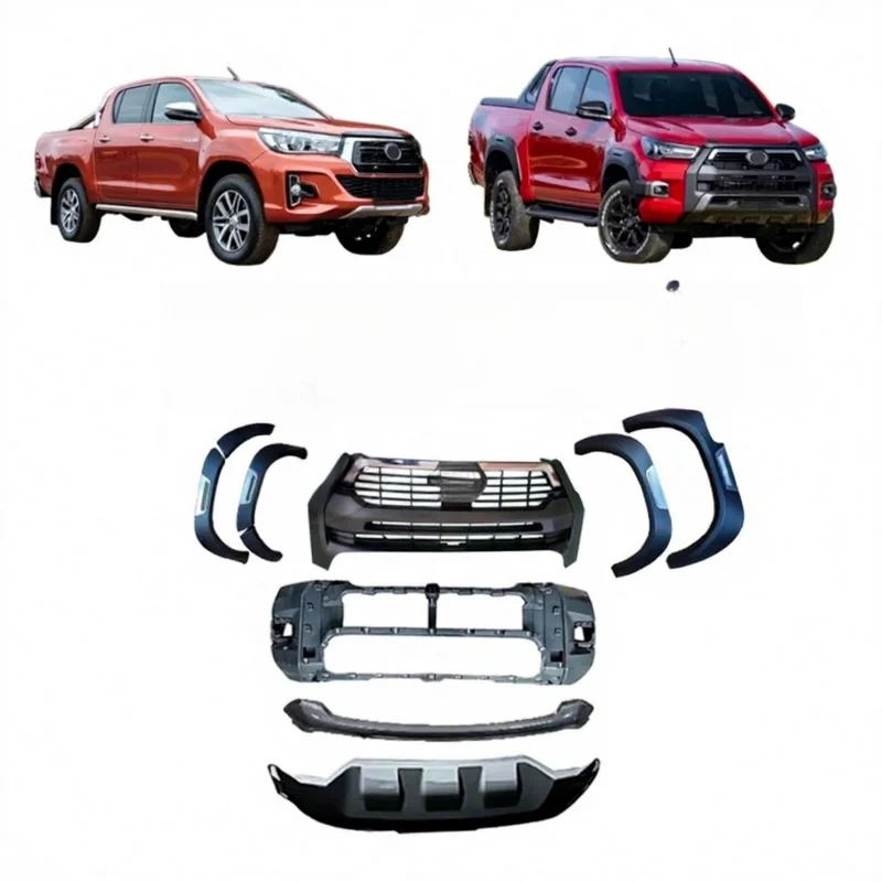 High Quality Hilux Revo 2016 Rocco Style Conversion Body Kit Front Bumper Grille Pickup Truck Exterior Tuning Replacement Parts