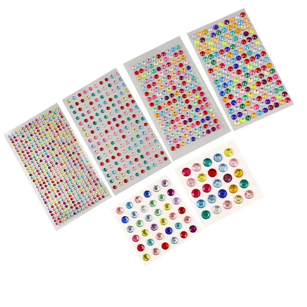 

12 Sheets Rhinestone Sticker Set High Gloss Acrylic Crystal Jewels for Crafts Mixed Adhesive Gems Storage Containers