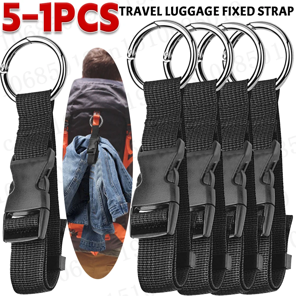 

5-1PCS Travel Luggage Fixed Strap Portable Backpack External Strap With Release Buckle Luggage Strap Belt Jacket Holder